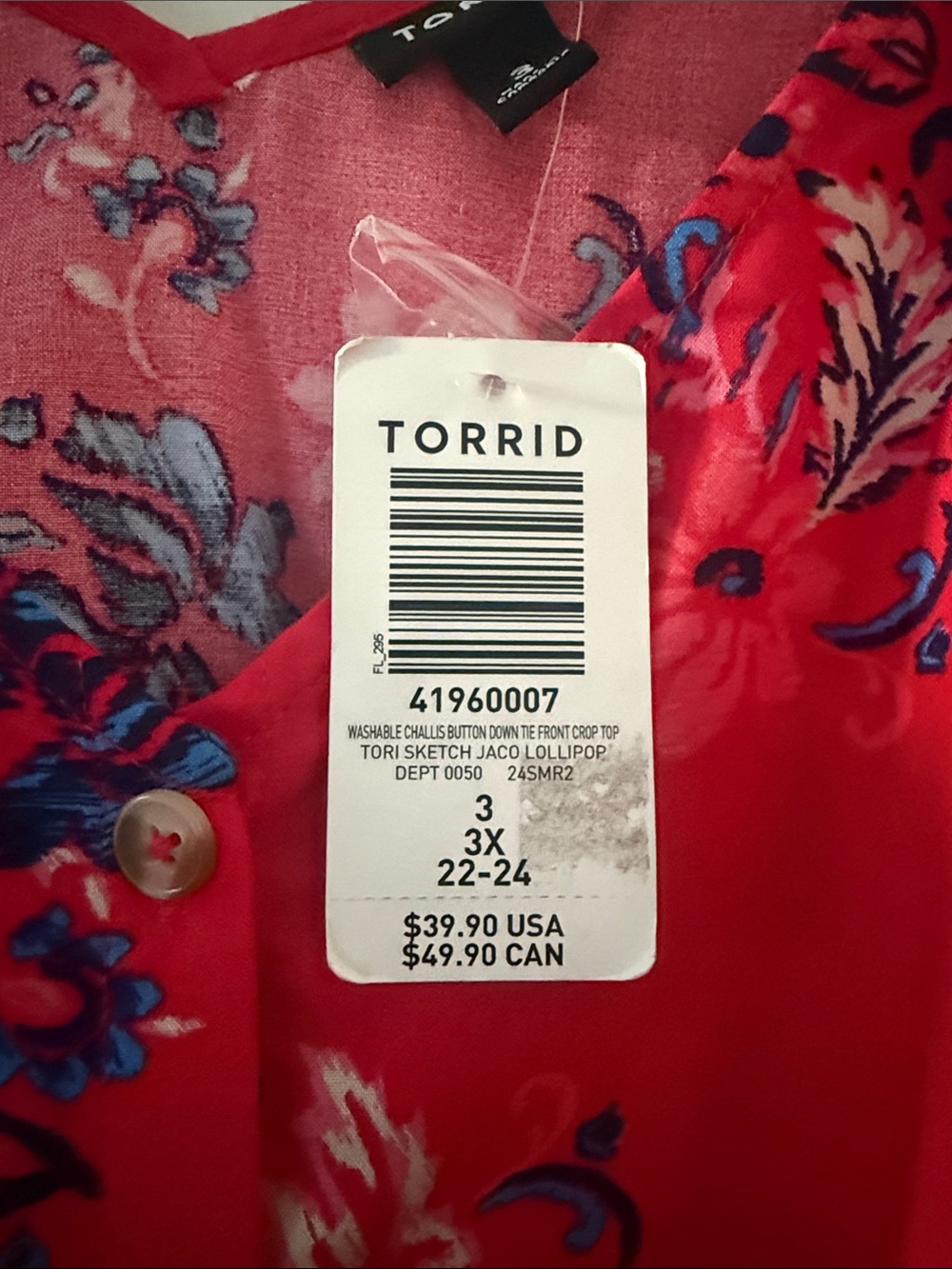 Torrid Challis Tie Front Crop NWT - Picture 7 of 7